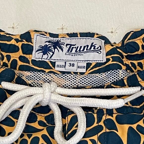 Trunks Swim Trunks Men's 38 Orange & Blue Floral Print Print, Beach, Pool - Picture 4 of 10